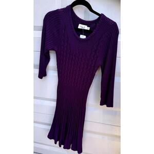 Eliza J Stylish Purple Ribbed Dress size M